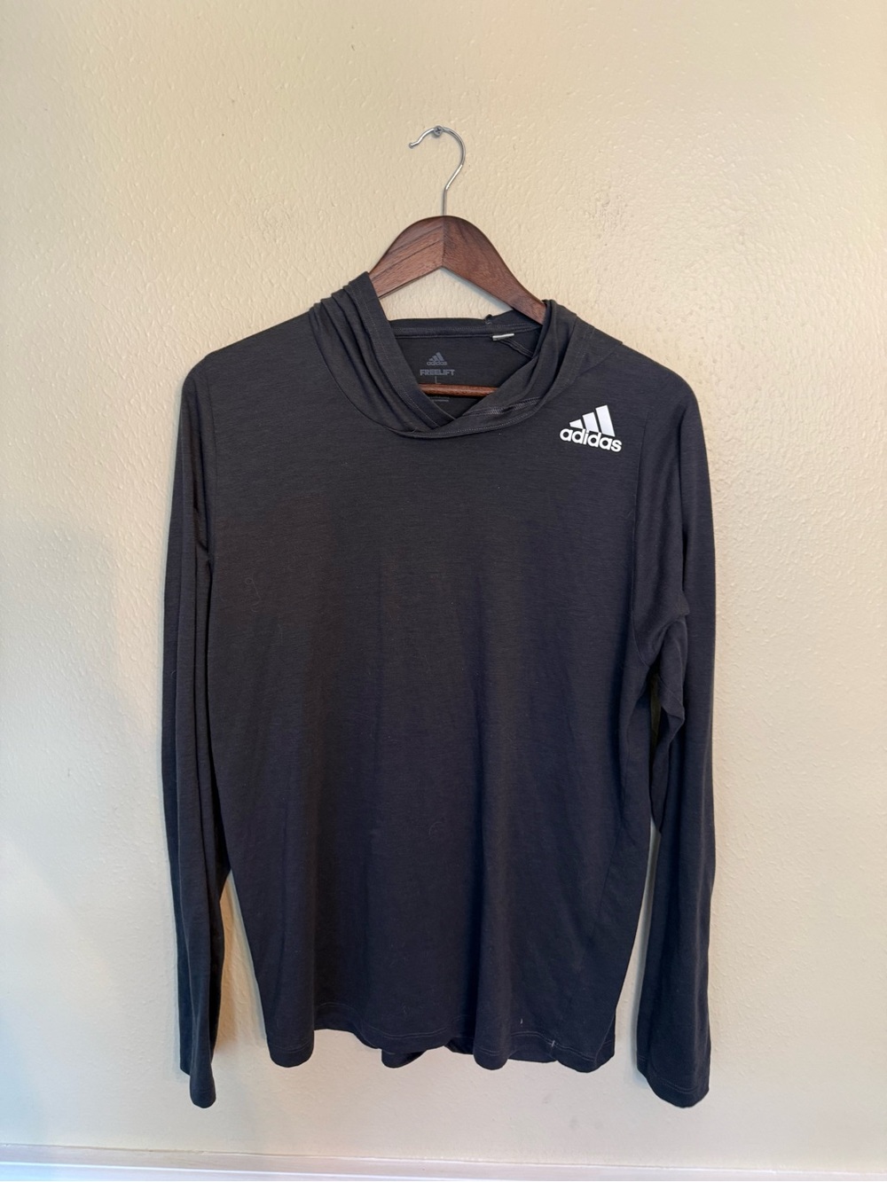 adidas Black Long-Sleeve Hooded Athletic Top